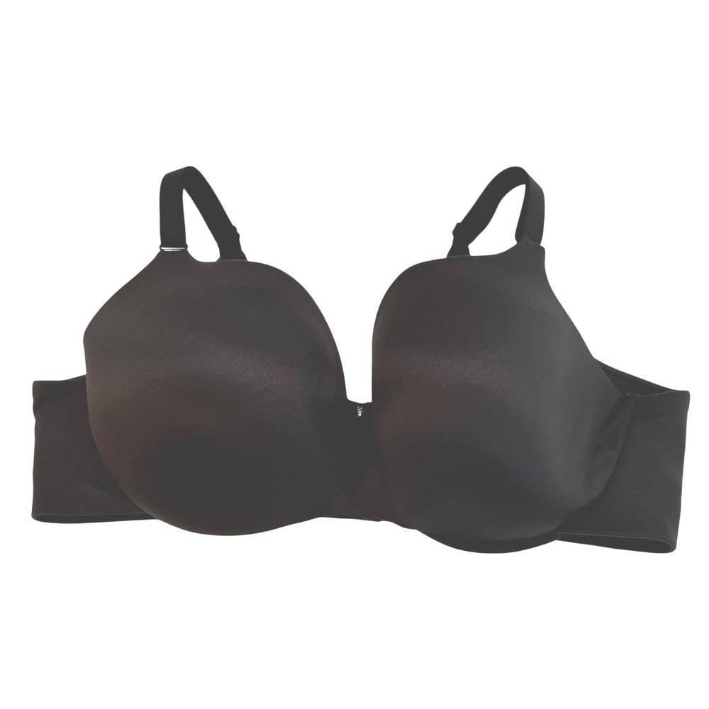 Cacique Black Plunge Bra 44DD Underwire Molded Cup Adjustable Straps